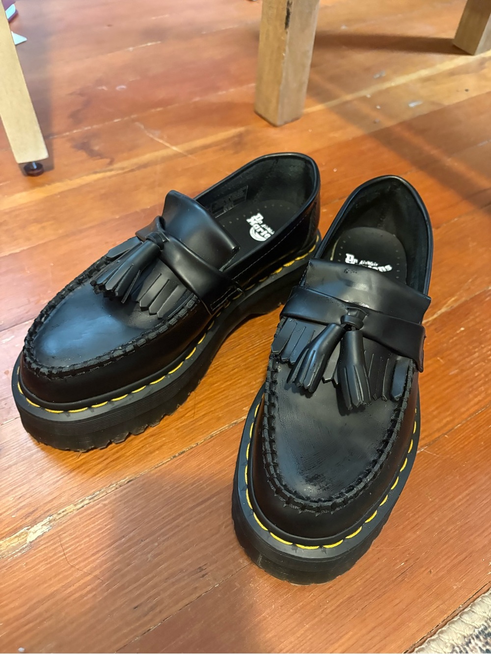 Dr Martens Adrian Quad Black Platform Loafers